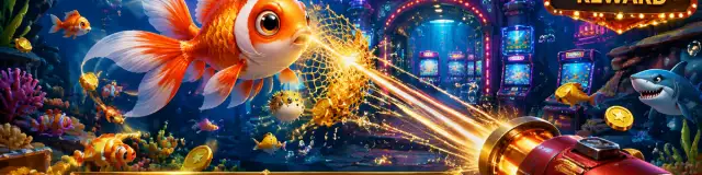 Cyan underwater target scene marking the fishing entrance on the APKPURE casino homepage