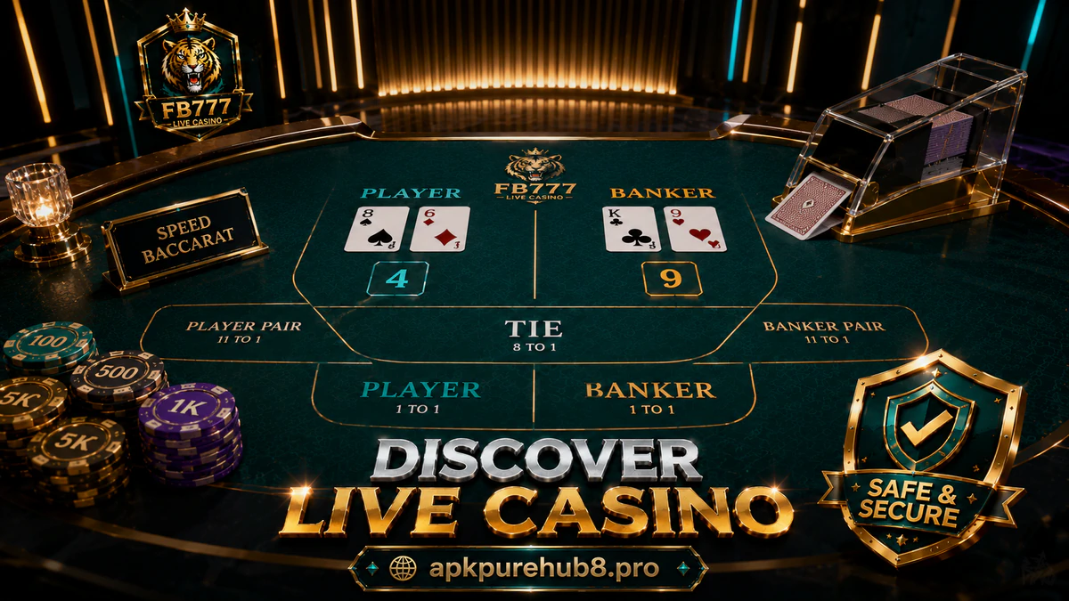 APKPURE live Casino App table with dark felt, polished chips, dealer hands, waiting cards, and soft roulette light